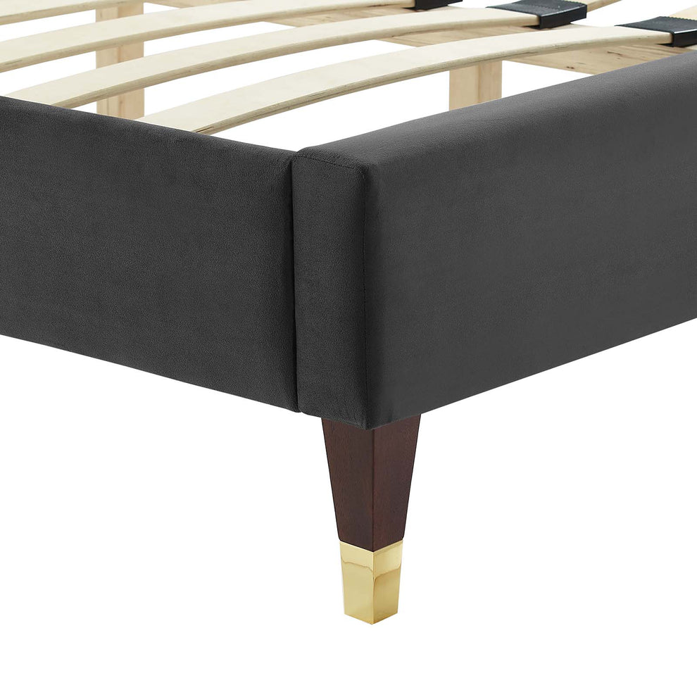 Leah Chevron Tufted Performance Velvet King Platform Bed By Modway - MOD-7005 | Beds | Modishstore - 6