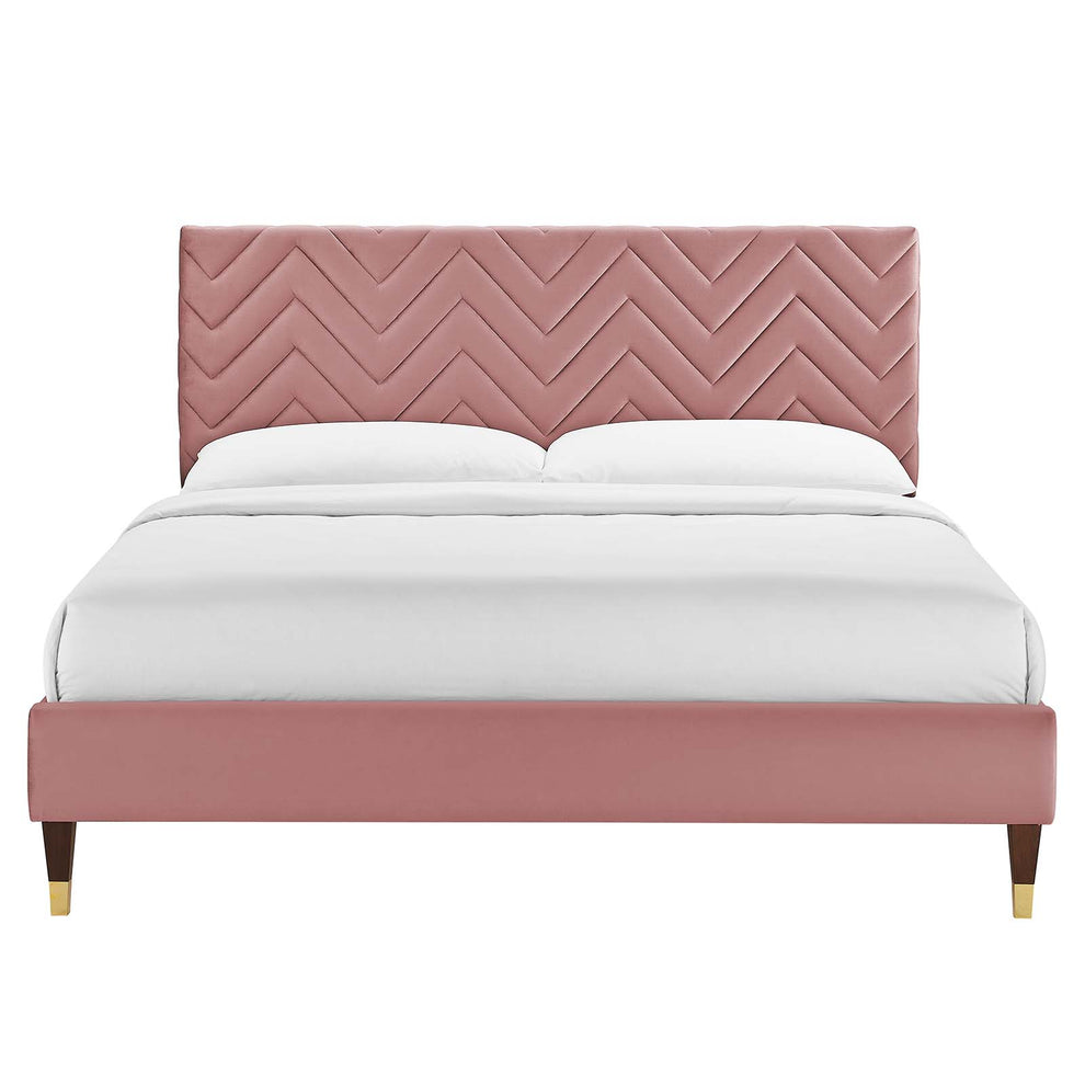 Leah Chevron Tufted Performance Velvet King Platform Bed By Modway - MOD-7005 | Beds | Modishstore - 11