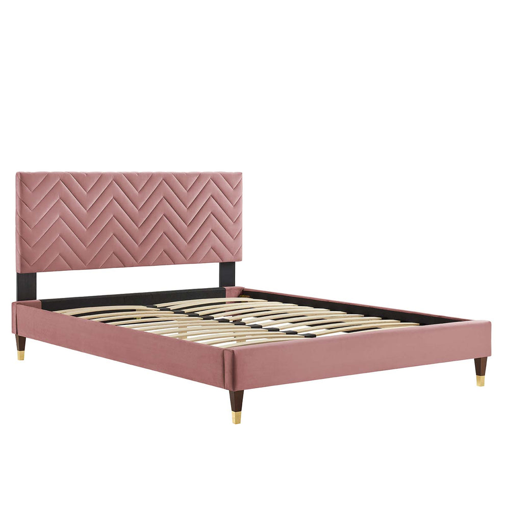 Leah Chevron Tufted Performance Velvet King Platform Bed By Modway - MOD-7005 | Beds | Modishstore - 12