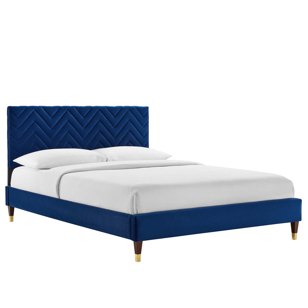 Leah Chevron Tufted Performance Velvet King Platform Bed By Modway - MOD-7005 | Beds | Modishstore - 17