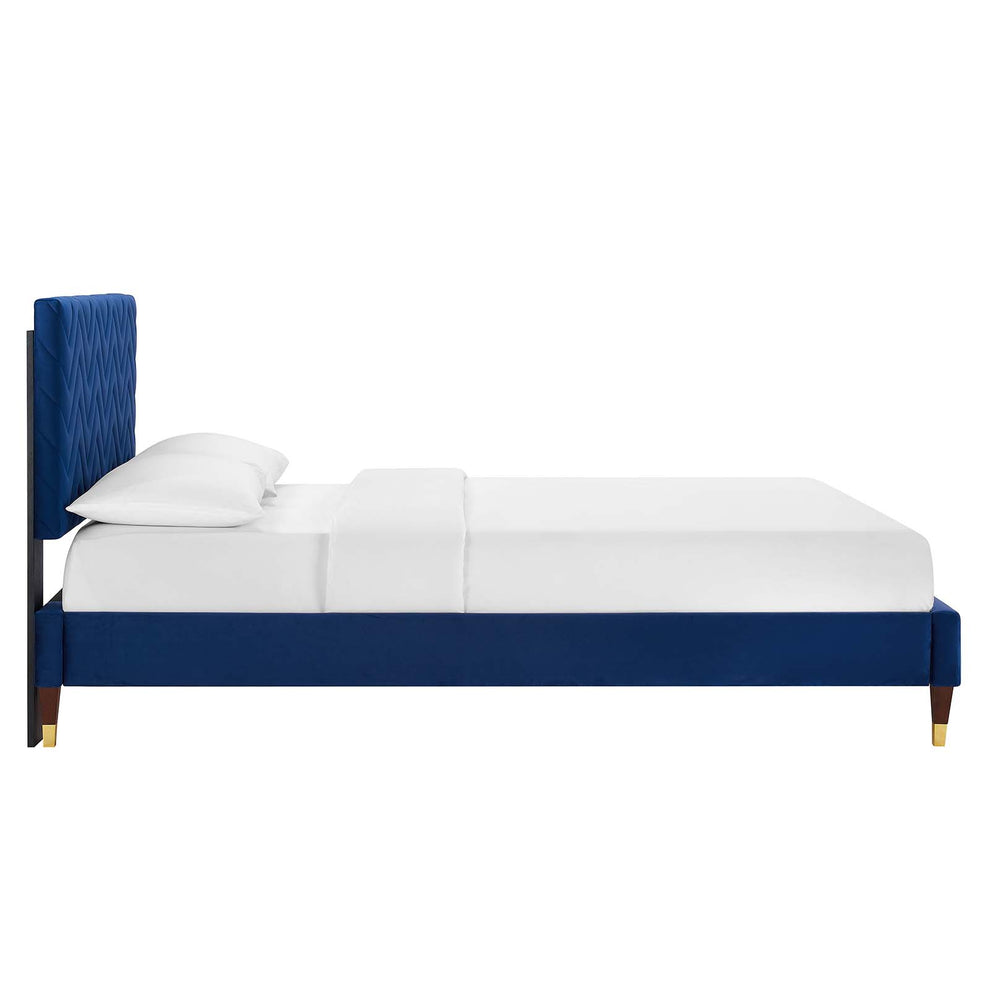 Leah Chevron Tufted Performance Velvet King Platform Bed By Modway - MOD-7005 | Beds | Modishstore - 18