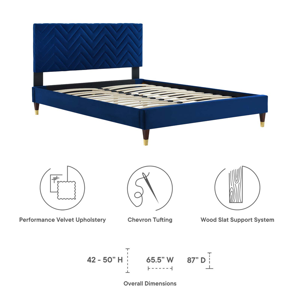 Leah Chevron Tufted Performance Velvet King Platform Bed By Modway - MOD-7005 | Beds | Modishstore - 22