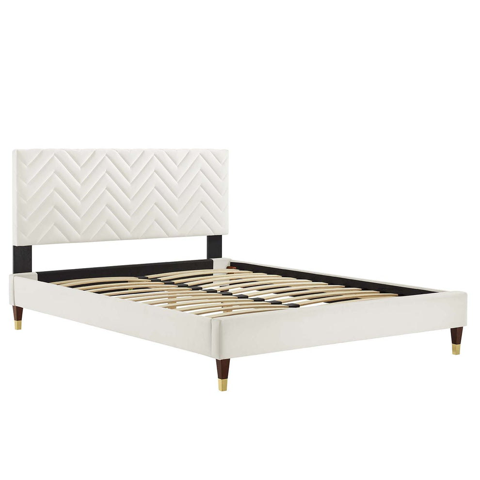 Leah Chevron Tufted Performance Velvet King Platform Bed By Modway - MOD-7005 | Beds | Modishstore - 28