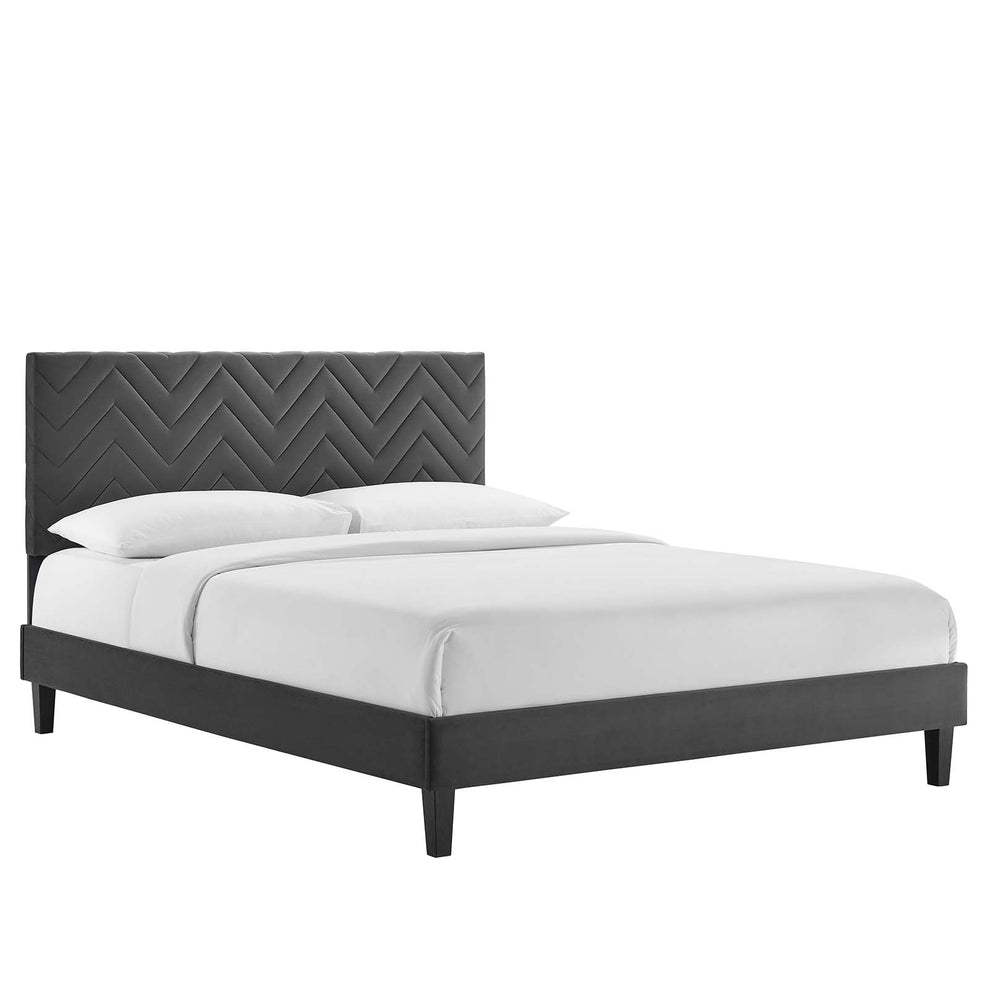 Leah Chevron Tufted Performance Velvet King Platform Bed By Modway - MOD-7009 | Beds | Modishstore - 2