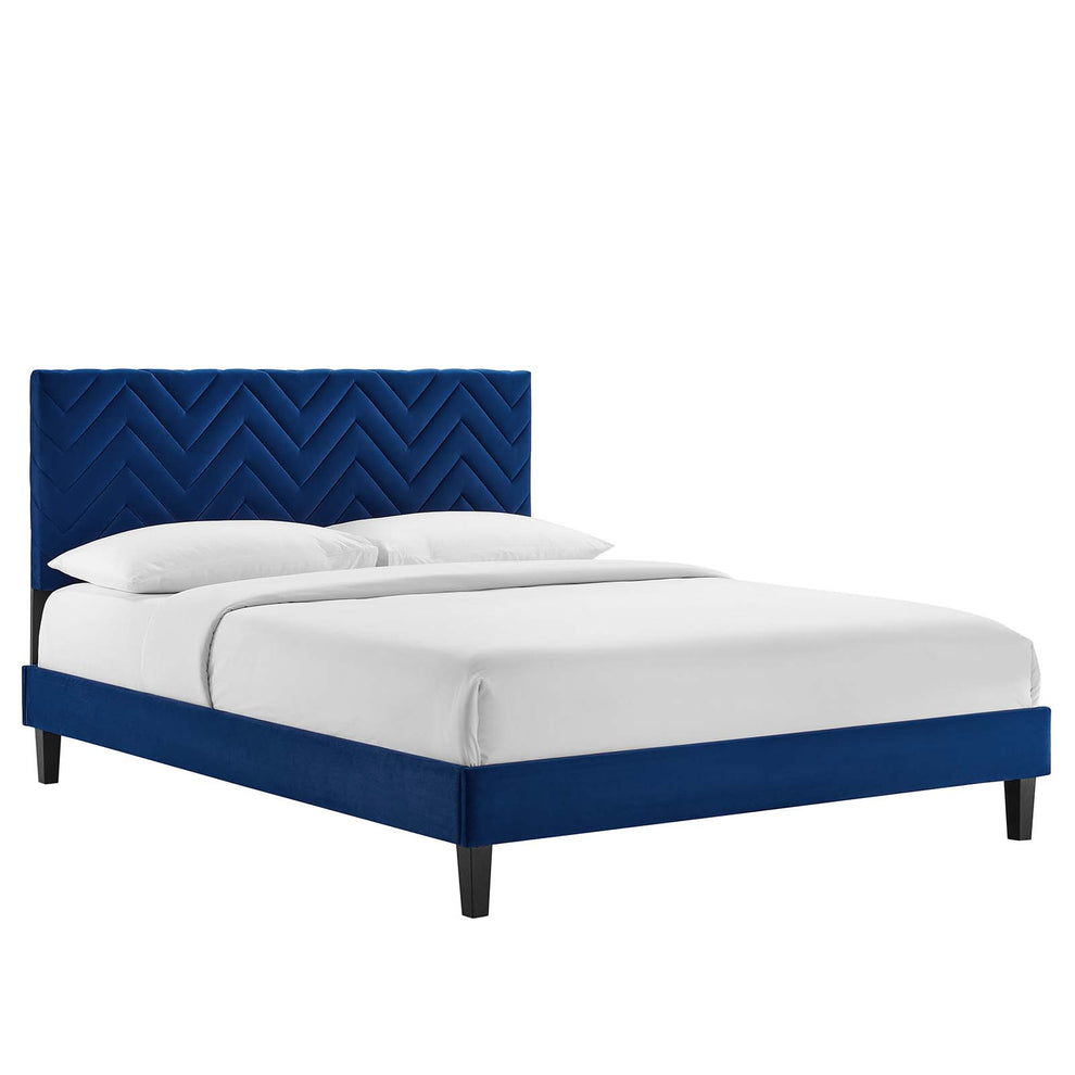 Leah Chevron Tufted Performance Velvet King Platform Bed By Modway - MOD-7009 | Beds | Modishstore - 17