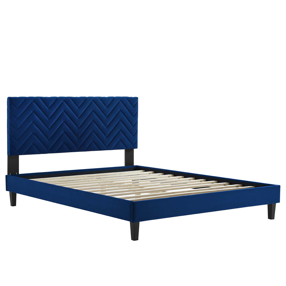 Leah Chevron Tufted Performance Velvet King Platform Bed By Modway - MOD-7009 | Beds | Modishstore - 20
