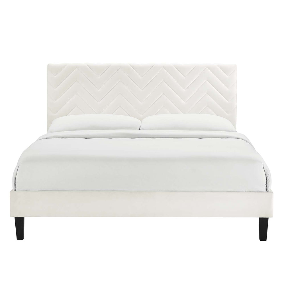 Leah Chevron Tufted Performance Velvet King Platform Bed By Modway - MOD-7009 | Beds | Modishstore - 27