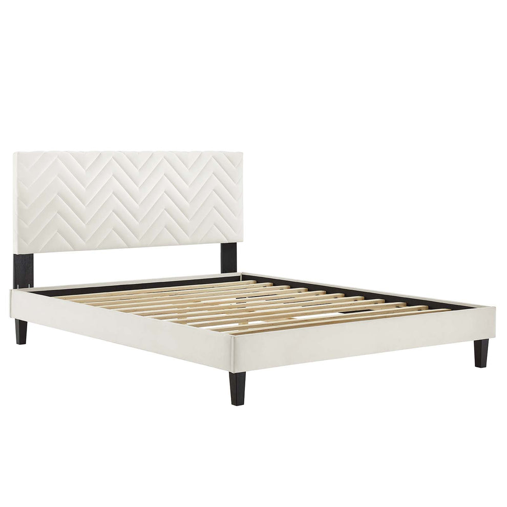 Leah Chevron Tufted Performance Velvet King Platform Bed By Modway - MOD-7009 | Beds | Modishstore - 28