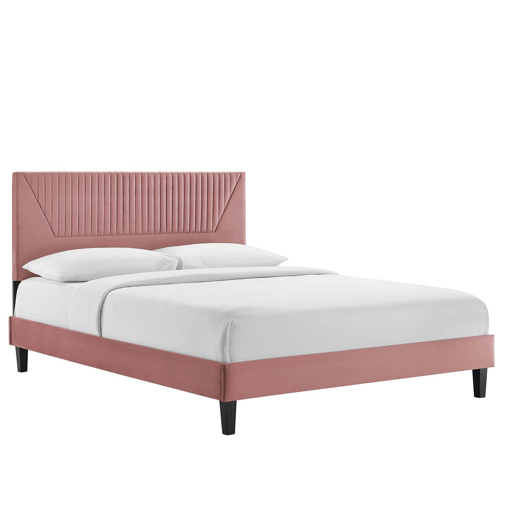 Yasmine Channel Tufted Performance Velvet King Platform Bed By Modway - MOD-7012 | Beds | Modishstore - 9