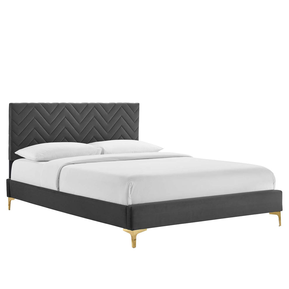 Leah Chevron Tufted Performance Velvet King Platform Bed By Modway - MOD-7013 | Beds | Modishstore - 2