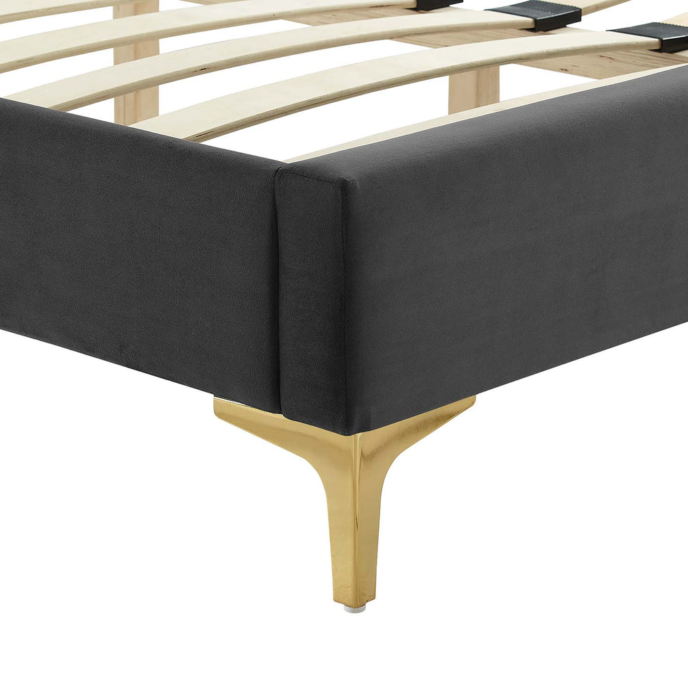 Leah Chevron Tufted Performance Velvet King Platform Bed By Modway - MOD-7013 | Beds | Modishstore - 6