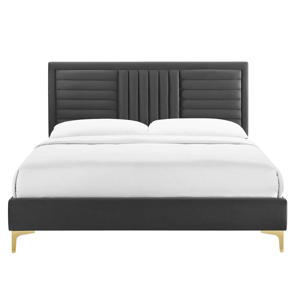 Sofia Channel Tufted Performance Velvet King Platform Bed By Modway - MOD-7015 | Beds | Modishstore - 4