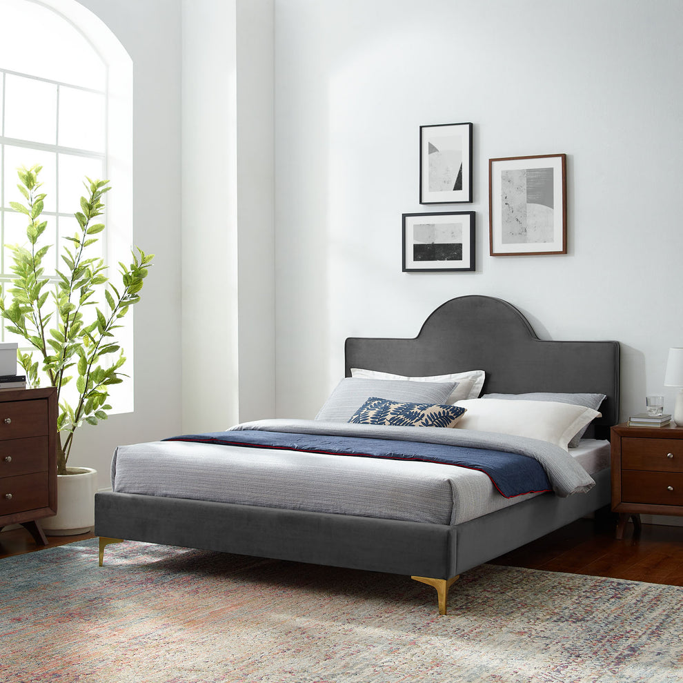 Sunny Performance Velvet Twin Bed By Modway - MOD-7027 | Beds | Modishstore - 1