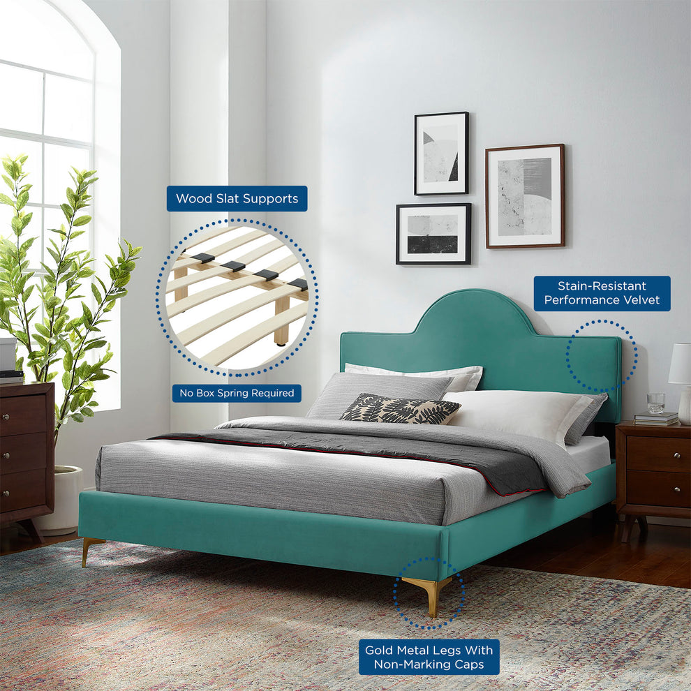 Sunny Performance Velvet Twin Bed By Modway - MOD-7027 | Beds | Modishstore - 63