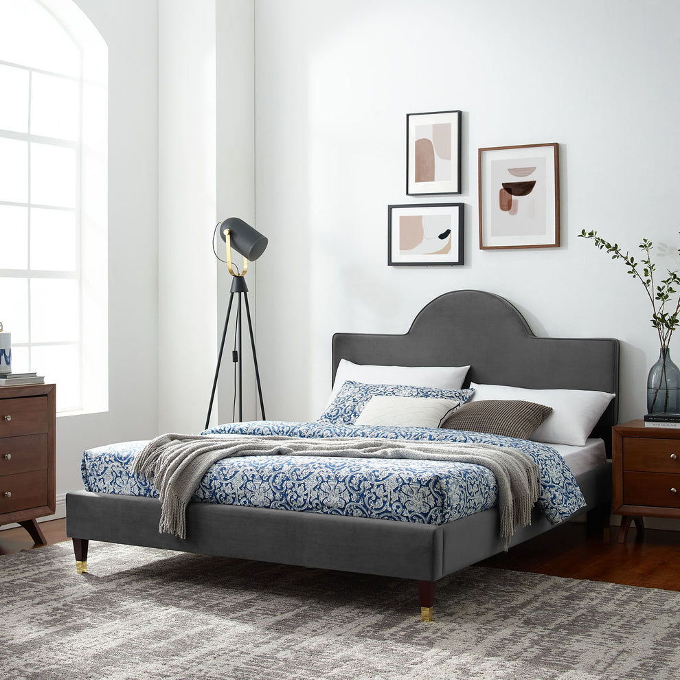 Aurora Performance Velvet King Bed By Modway - MOD-7032 | Beds | Modishstore - 1