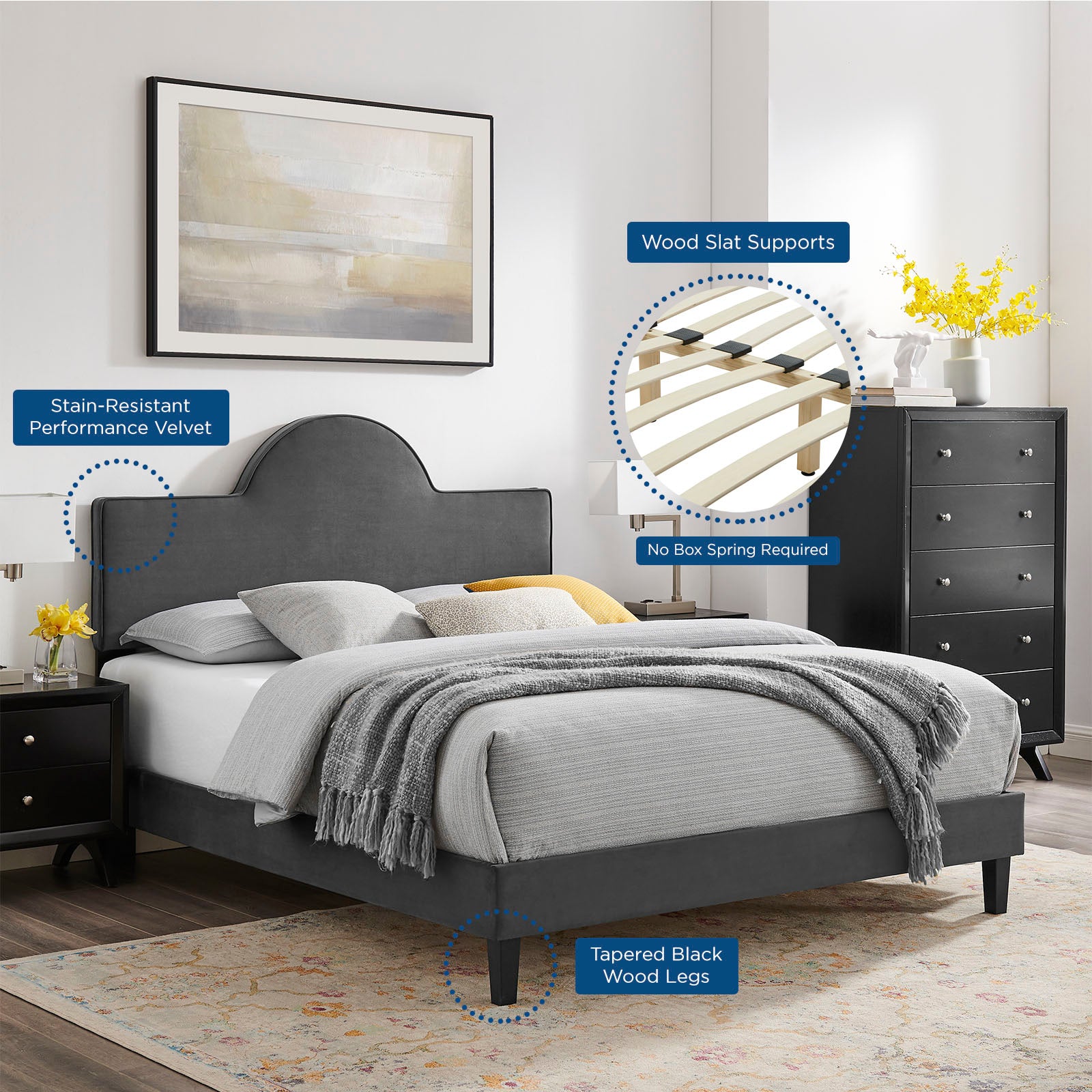 Soleil Performance Velvet Full Bed By Modway - MOD-7034 | Beds | Modishstore - 9