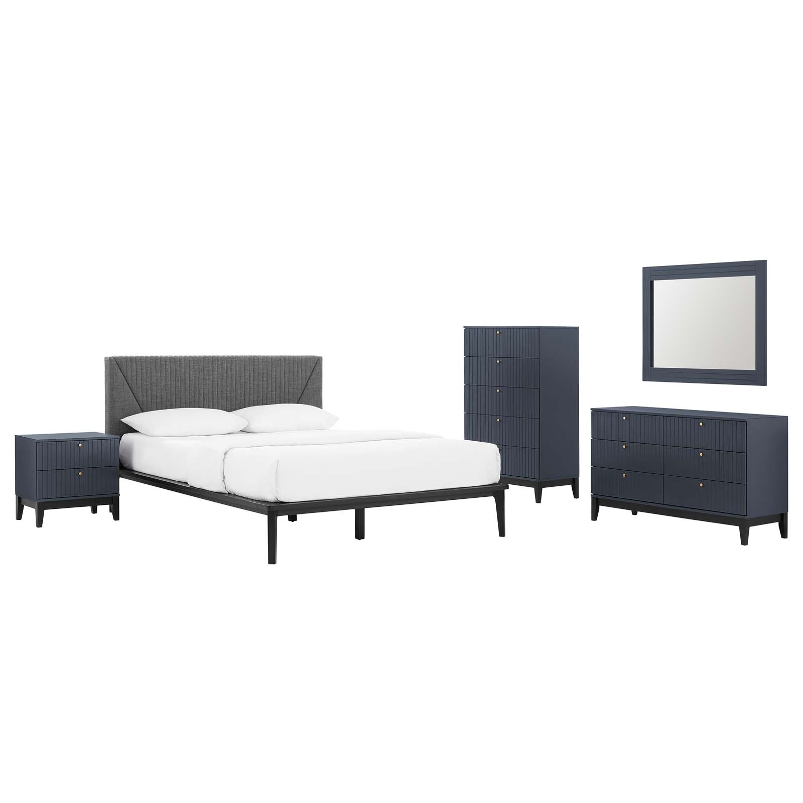 Dakota 5 Piece Upholstered Bedroom Set By Modway - MOD-7036 | Bedroom Sets | Modishstore - 1