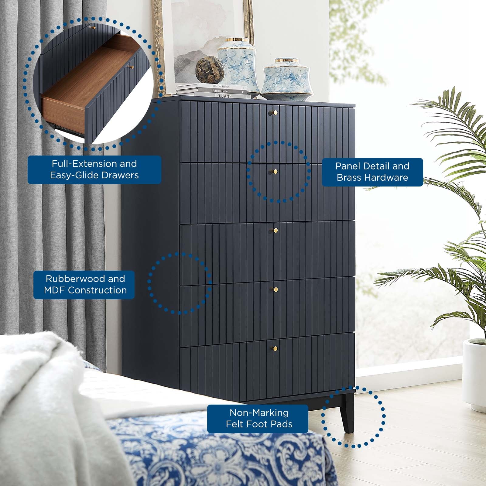 Dakota 5 Piece Upholstered Bedroom Set By Modway - MOD-7036 | Bedroom Sets | Modishstore - 9