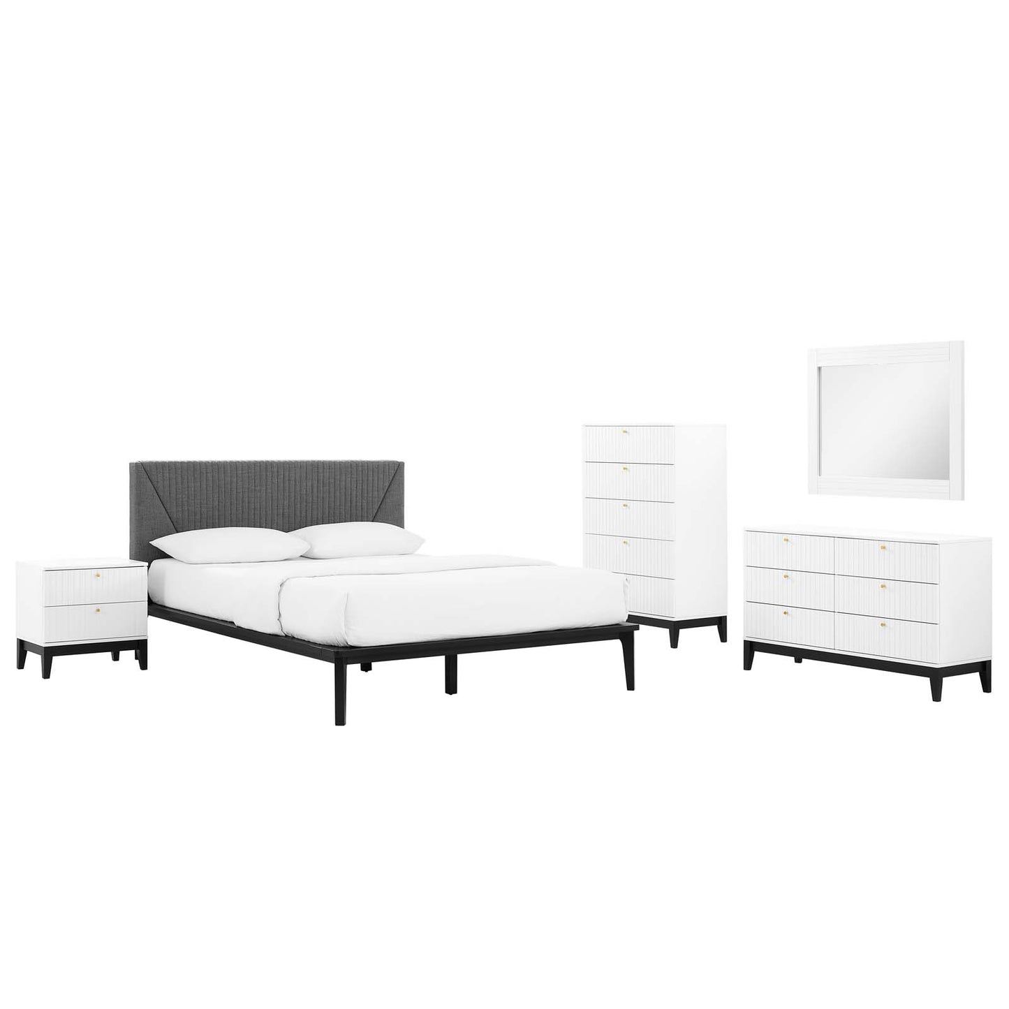 Dakota 5 Piece Upholstered Bedroom Set By Modway - MOD-7036 | Bedroom Sets | Modishstore - 17