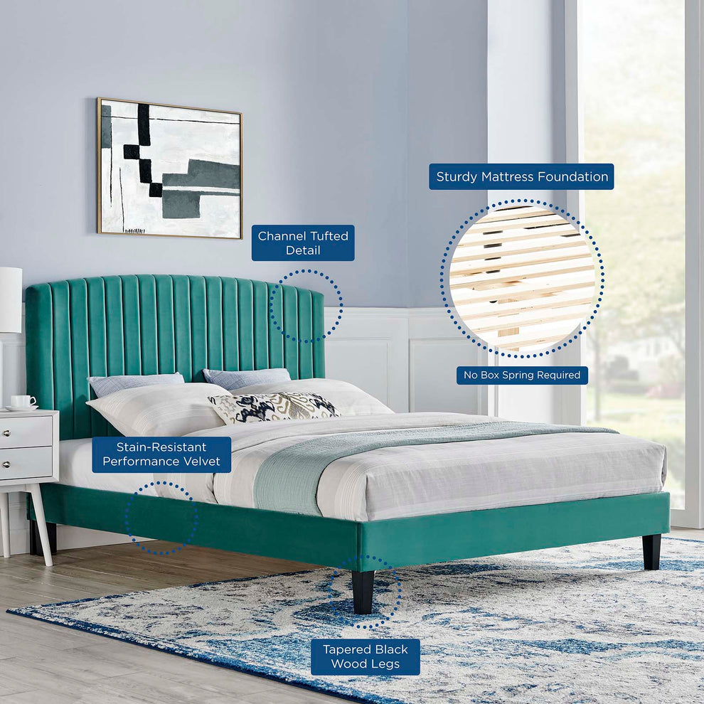 Alessi Performance Velvet Full Platform Bed By Modway - MOD-7037 | Beds | Modishstore - 32