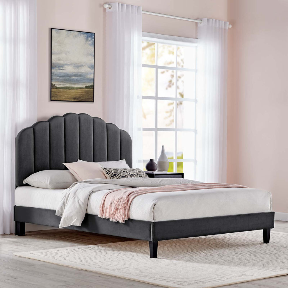 Daisy Performance Velvet Full Platform Bed By Modway - MOD-7039 | Beds | Modishstore - 1