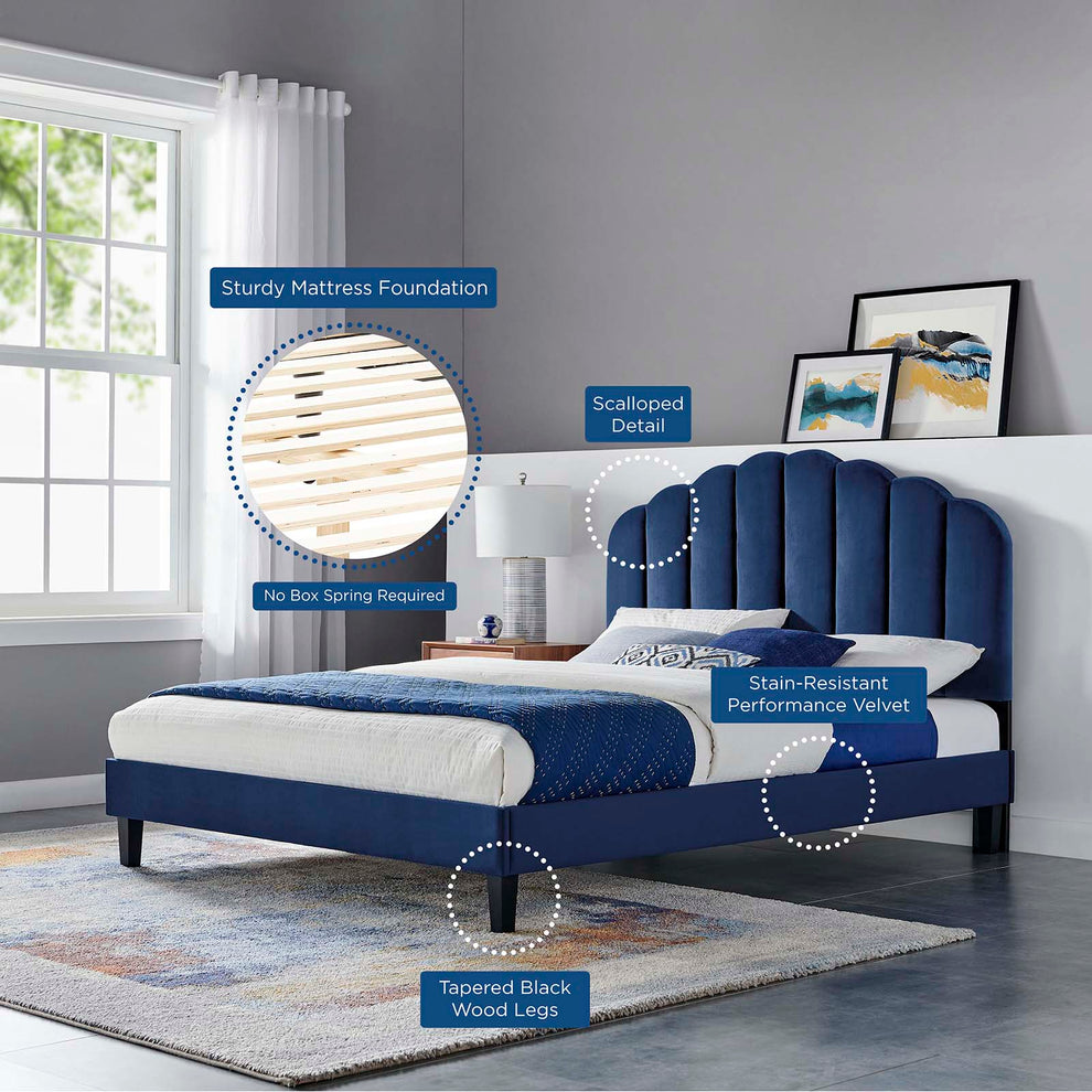 Daisy Performance Velvet Full Platform Bed By Modway - MOD-7039 | Beds | Modishstore - 43