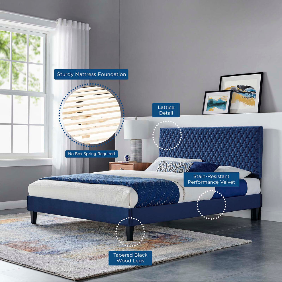 Garcelle Performance Velvet Full Platform Bed By Modway - MOD-7040 | Beds | Modishstore - 42