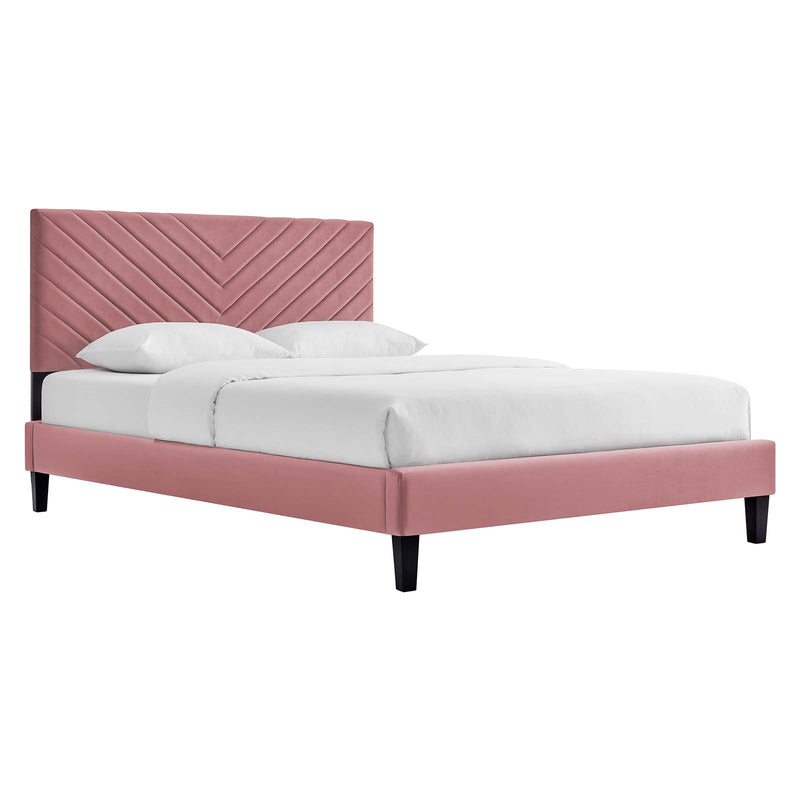 Roxanne Performance Velvet Twin Platform Bed By Modway - MOD-7042 | Beds | Modishstore - 9