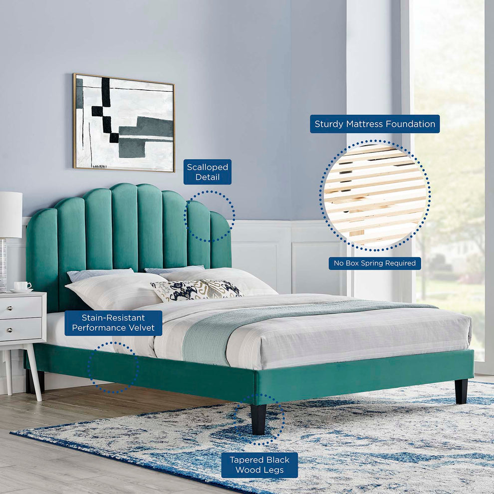 Daisy Performance Velvet Twin Platform Bed By Modway - MOD-7043 | Beds | Modishstore - 60