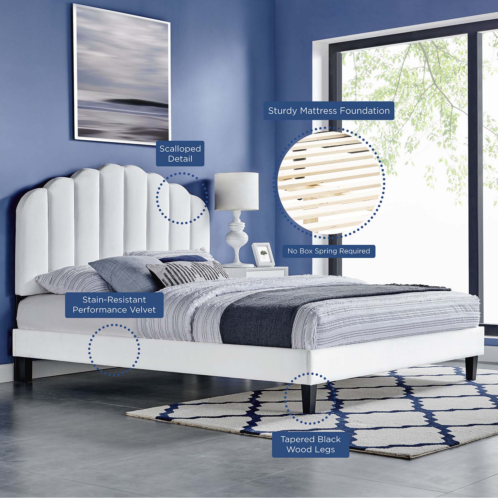 Daisy Performance Velvet Twin Platform Bed By Modway - MOD-7043 | Beds | Modishstore - 68