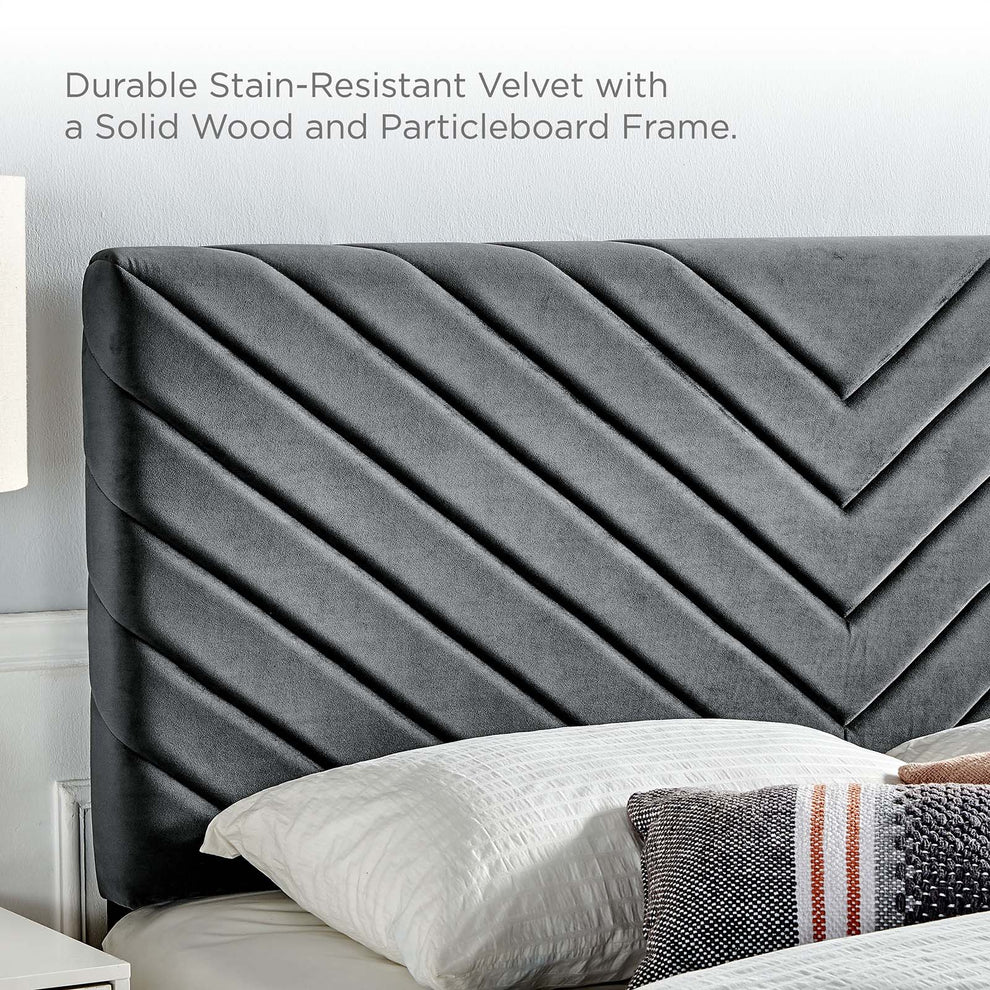 Roxanne Performance Velvet King Platform Bed By Modway - MOD-7046 | Beds | Modishstore - 5