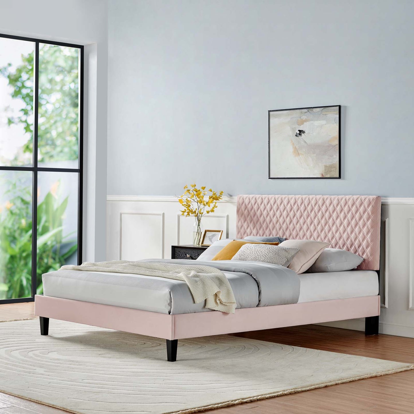 Garcelle Performance Velvet King Platform Bed By Modway - MOD-7048 | Beds | Modishstore - 44