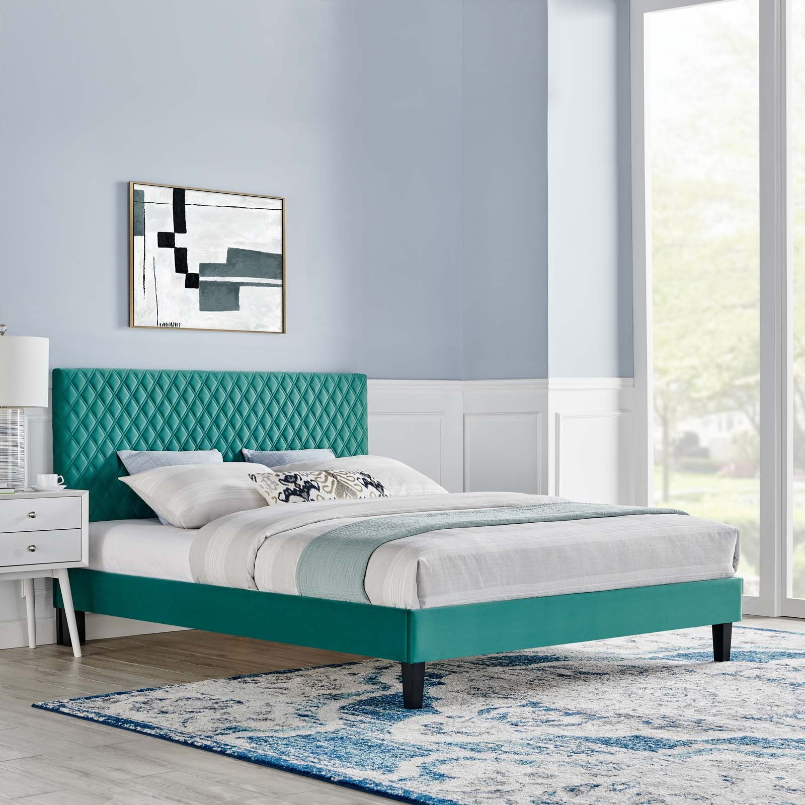Garcelle Performance Velvet King Platform Bed By Modway - MOD-7048 | Beds | Modishstore - 53