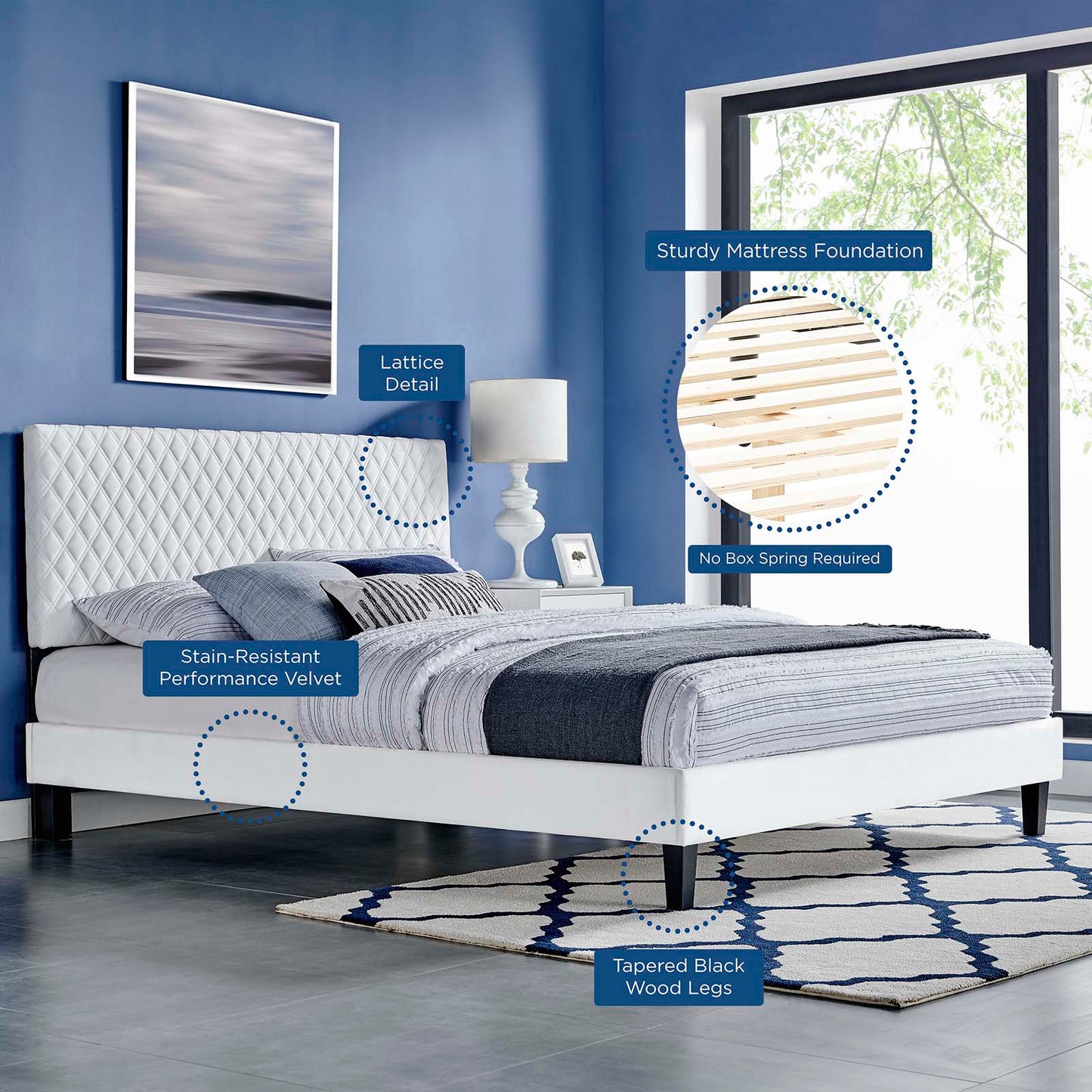 Garcelle Performance Velvet King Platform Bed By Modway - MOD-7048 | Beds | Modishstore - 68