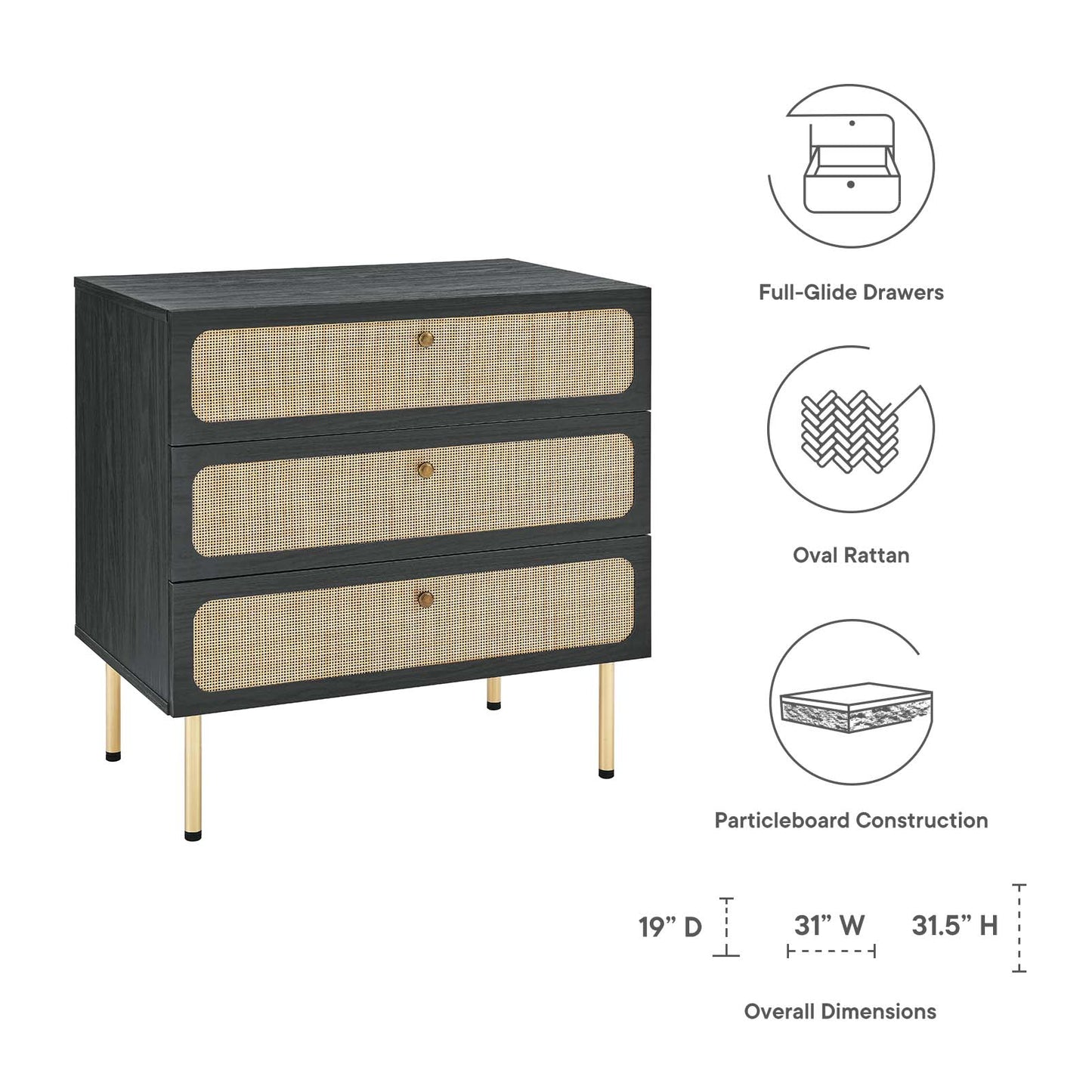 Chaucer 3-Drawer Chest By Modway - MOD-7064 | Drawers | Modishstore - 7