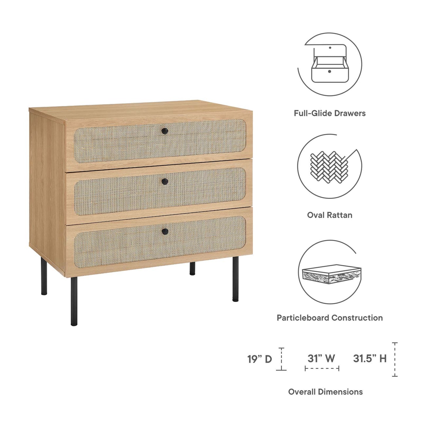 Chaucer 3-Drawer Chest By Modway - MOD-7064 | Drawers | Modishstore - 14