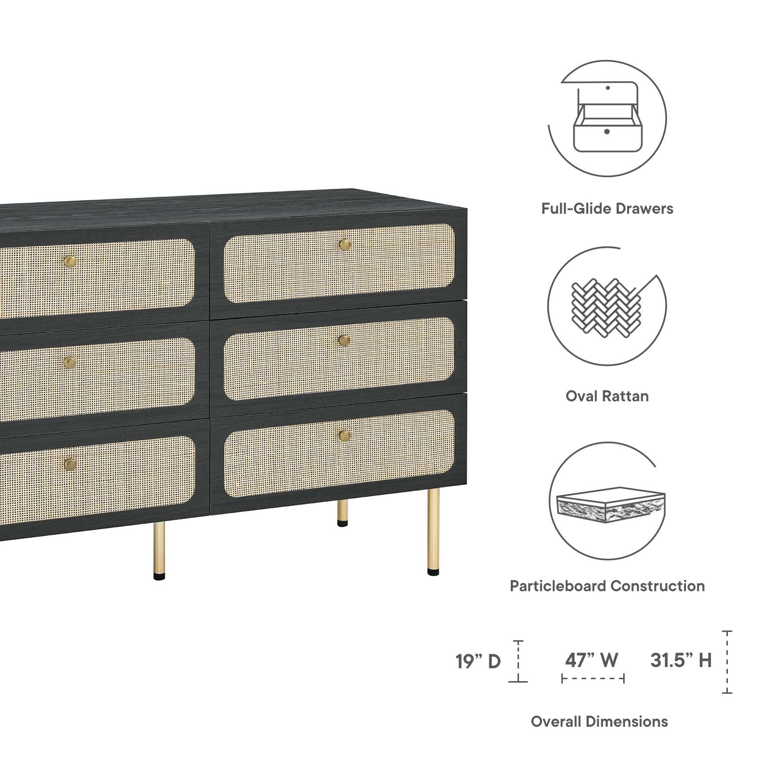 Chaucer 6-Drawer Compact Dresser By Modway - MOD-7066 | Dressers | Modishstore - 7