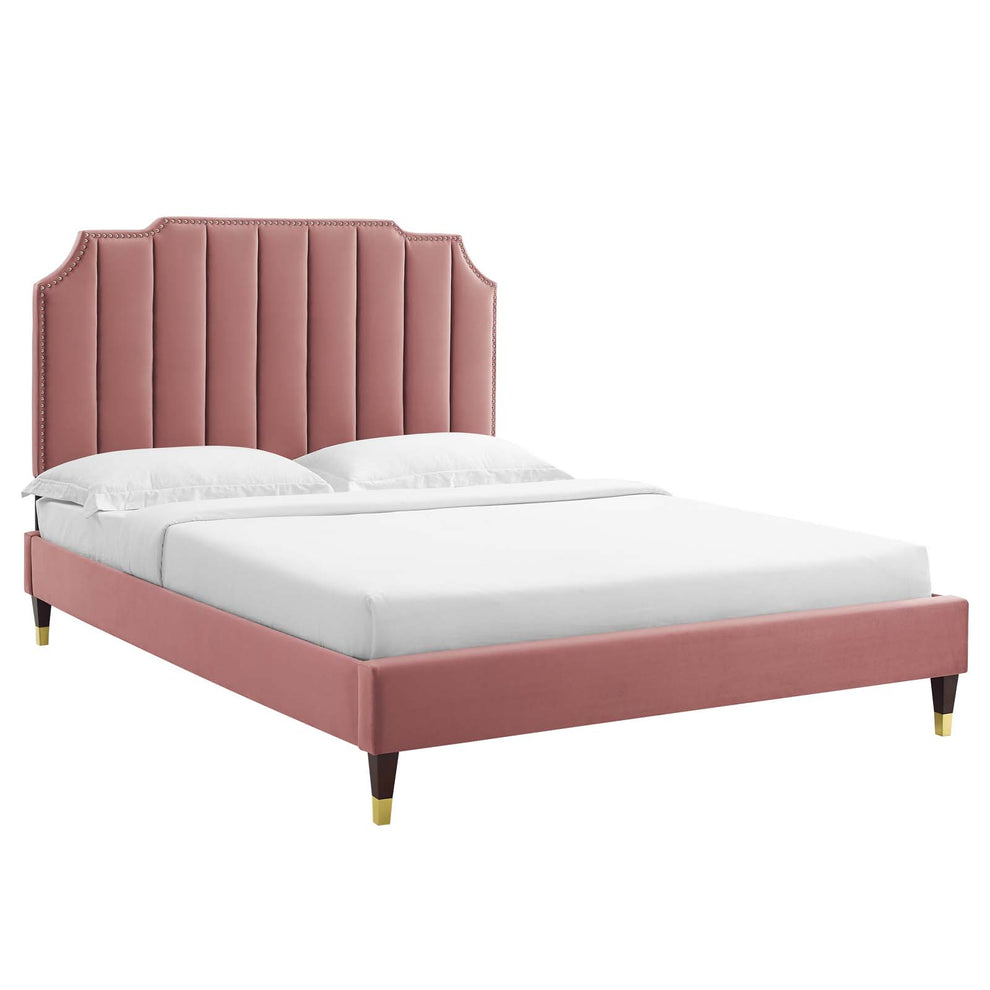 Colette King Performance Velvet Platform Bed By Modway - MOD-7074 | Beds | Modishstore - 17