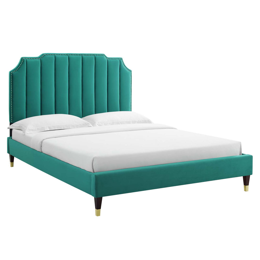 Colette King Performance Velvet Platform Bed By Modway - MOD-7074 | Beds | Modishstore - 97
