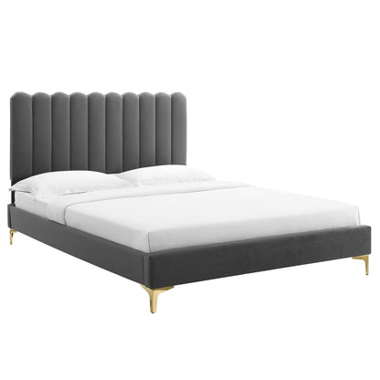 Reagan King Performance Velvet Platform Bed By Modway - MOD-7076 | Beds | Modishstore - 2