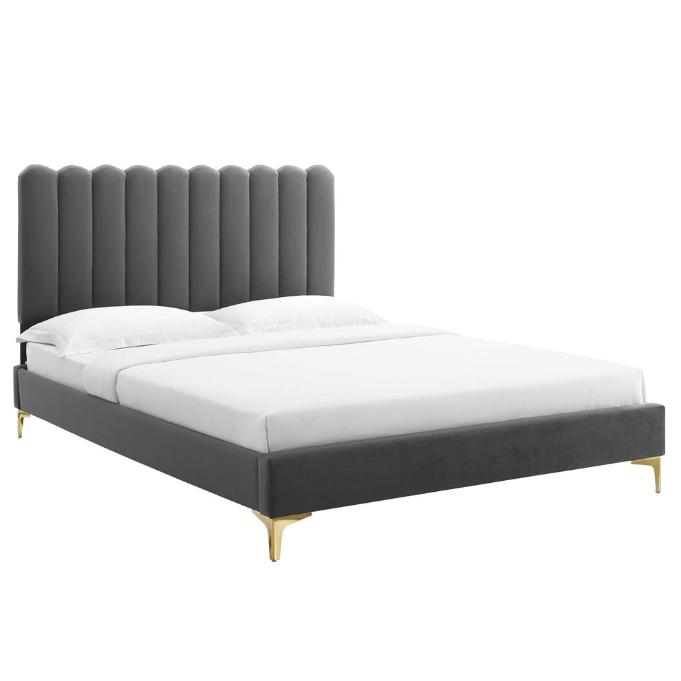 Reagan King Performance Velvet Platform Bed By Modway - MOD-7076 | Beds | Modishstore - 2