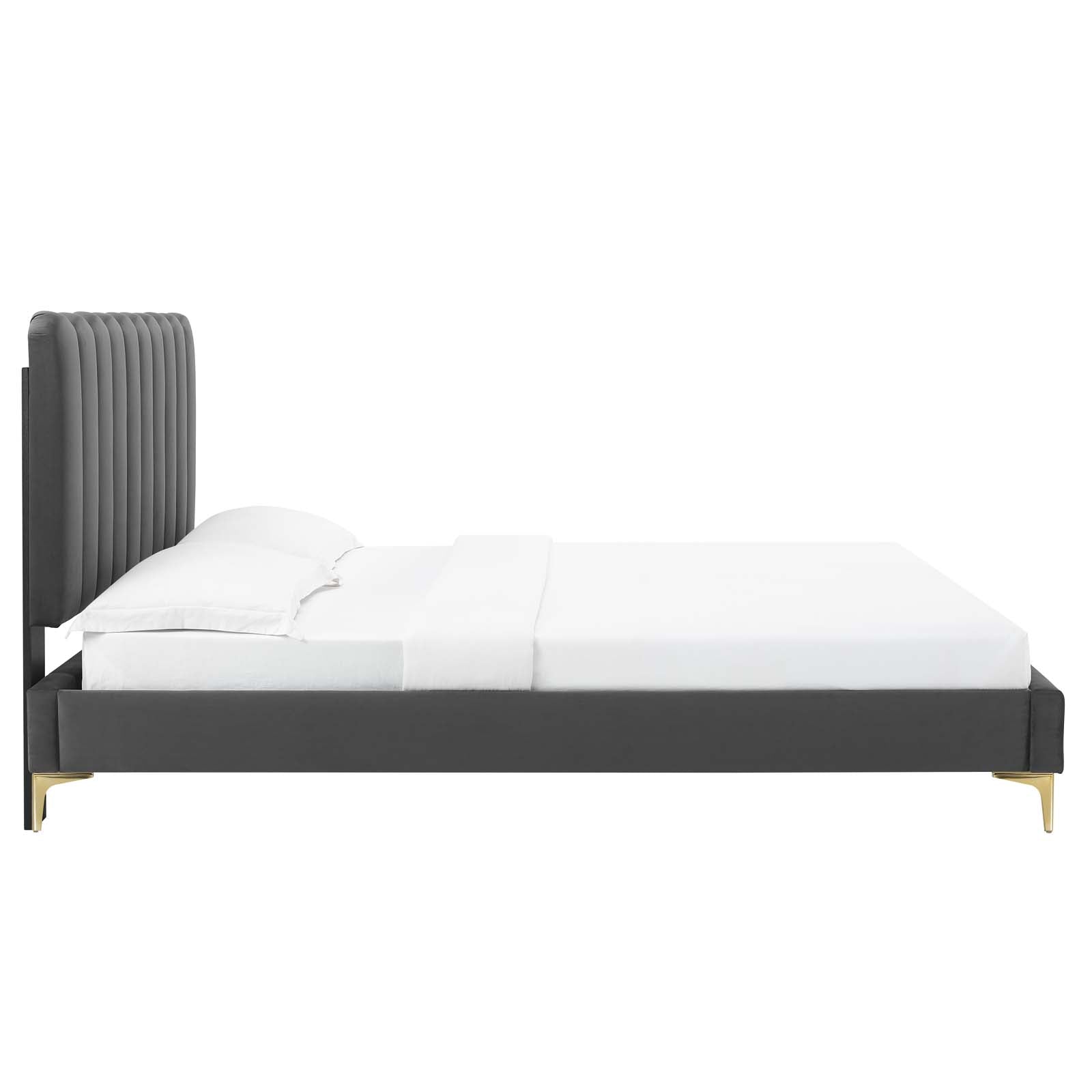 Reagan King Performance Velvet Platform Bed By Modway - MOD-7076 | Beds | Modishstore - 11