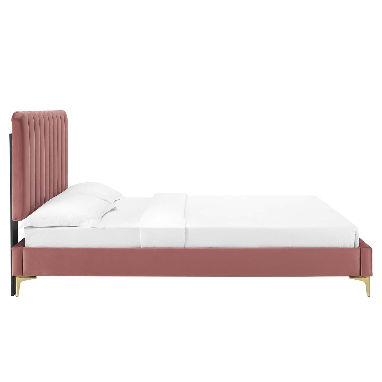 Reagan King Performance Velvet Platform Bed By Modway - MOD-7076 | Beds | Modishstore - 27