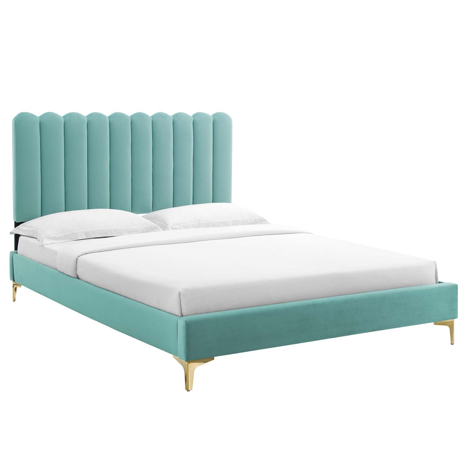 Reagan King Performance Velvet Platform Bed By Modway - MOD-7076 | Beds | Modishstore - 49