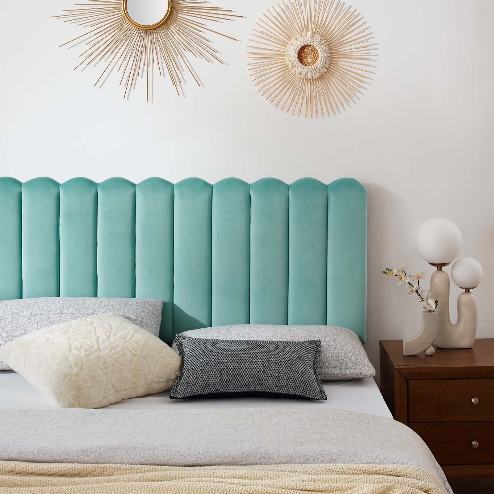 Reagan King Performance Velvet Platform Bed By Modway - MOD-7076 | Beds | Modishstore - 56