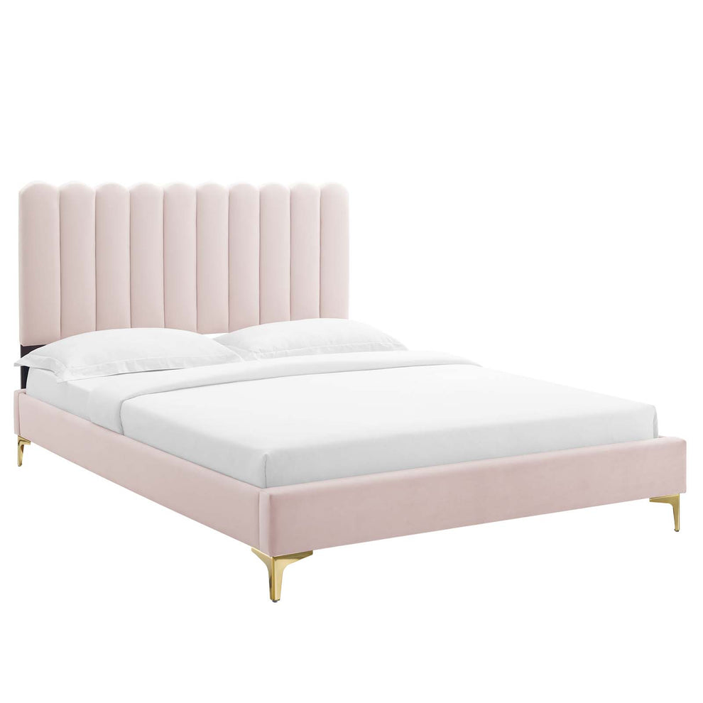 Reagan King Performance Velvet Platform Bed By Modway - MOD-7076 | Beds | Modishstore - 81
