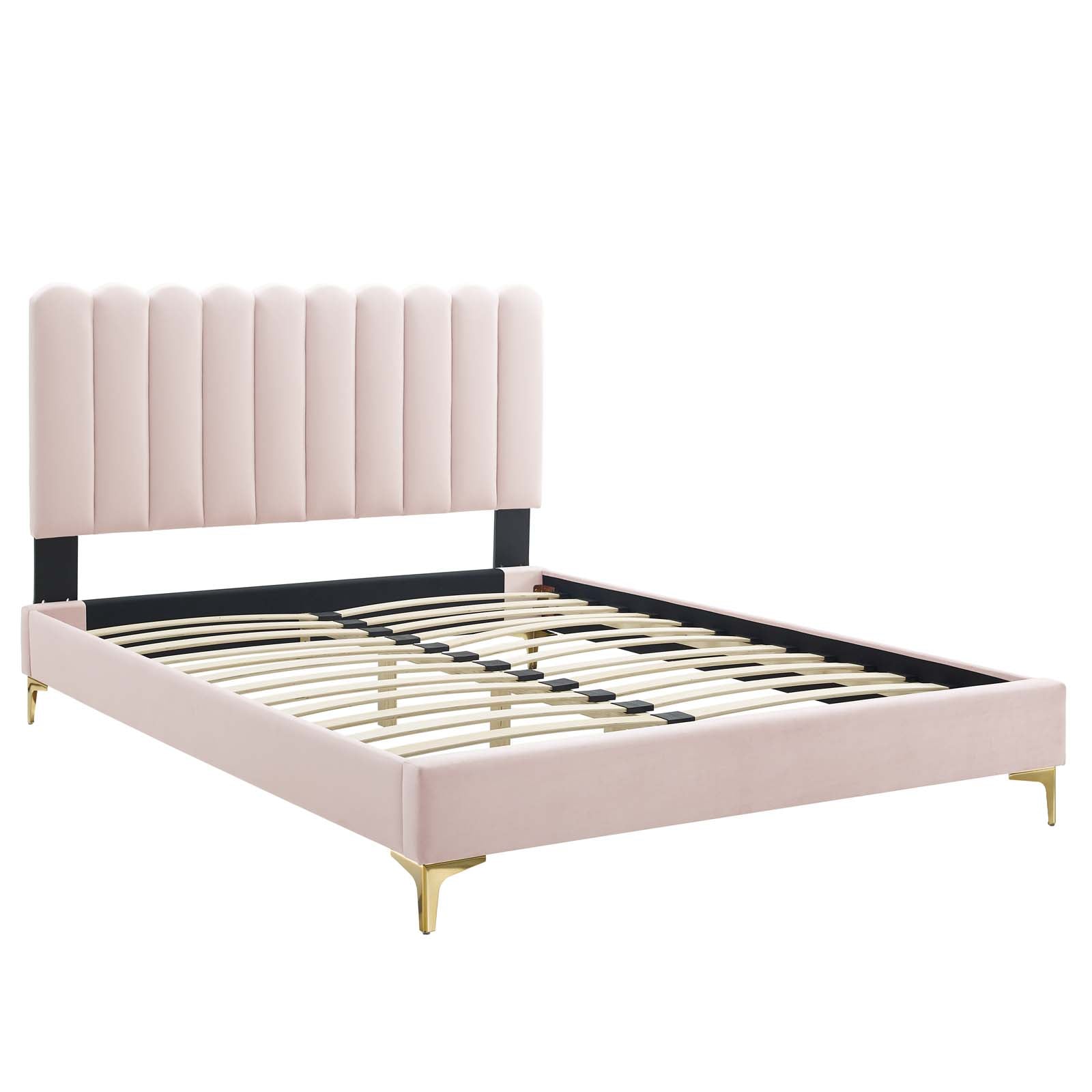 Reagan King Performance Velvet Platform Bed By Modway - MOD-7076 | Beds | Modishstore - 90