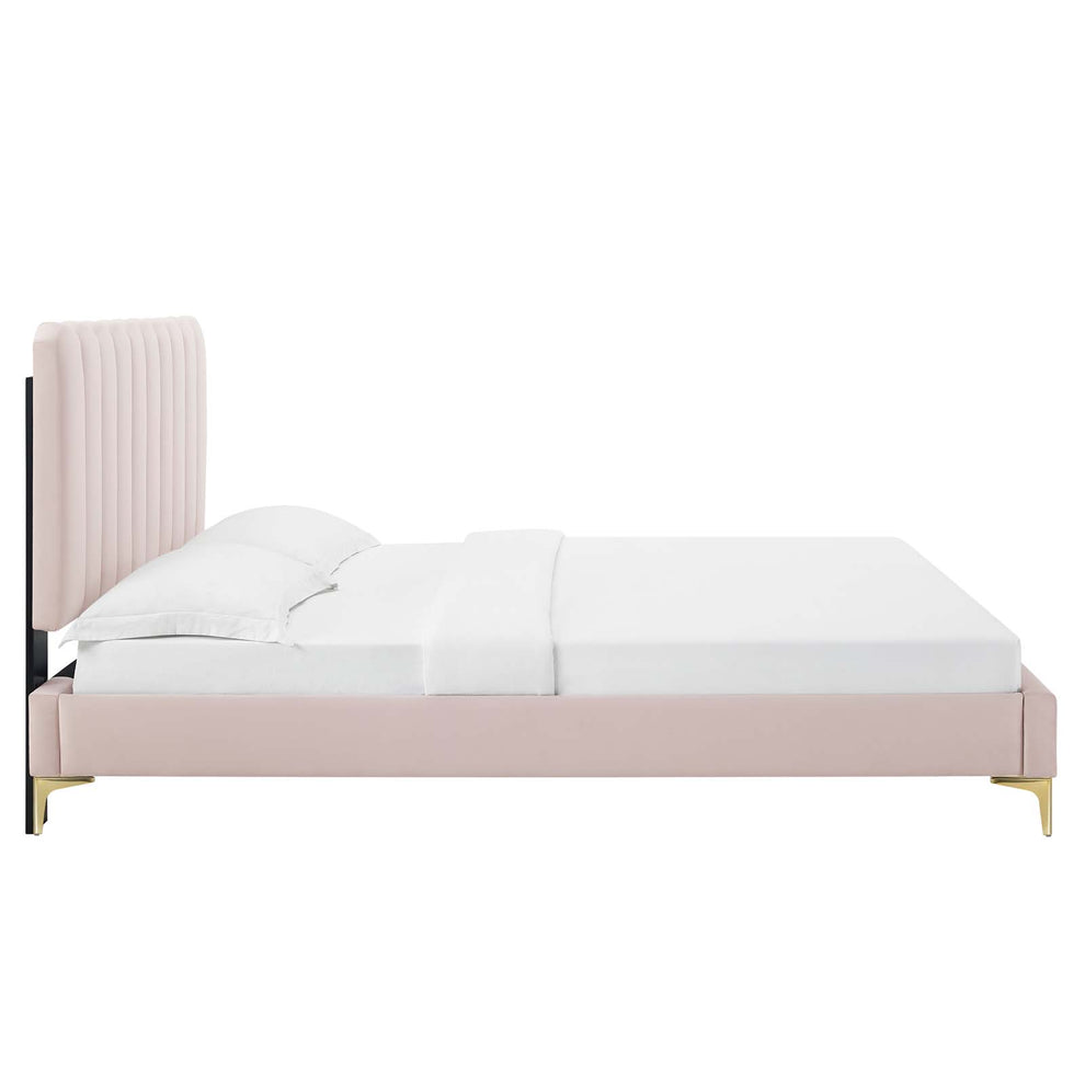 Reagan King Performance Velvet Platform Bed By Modway - MOD-7076 | Beds | Modishstore - 91