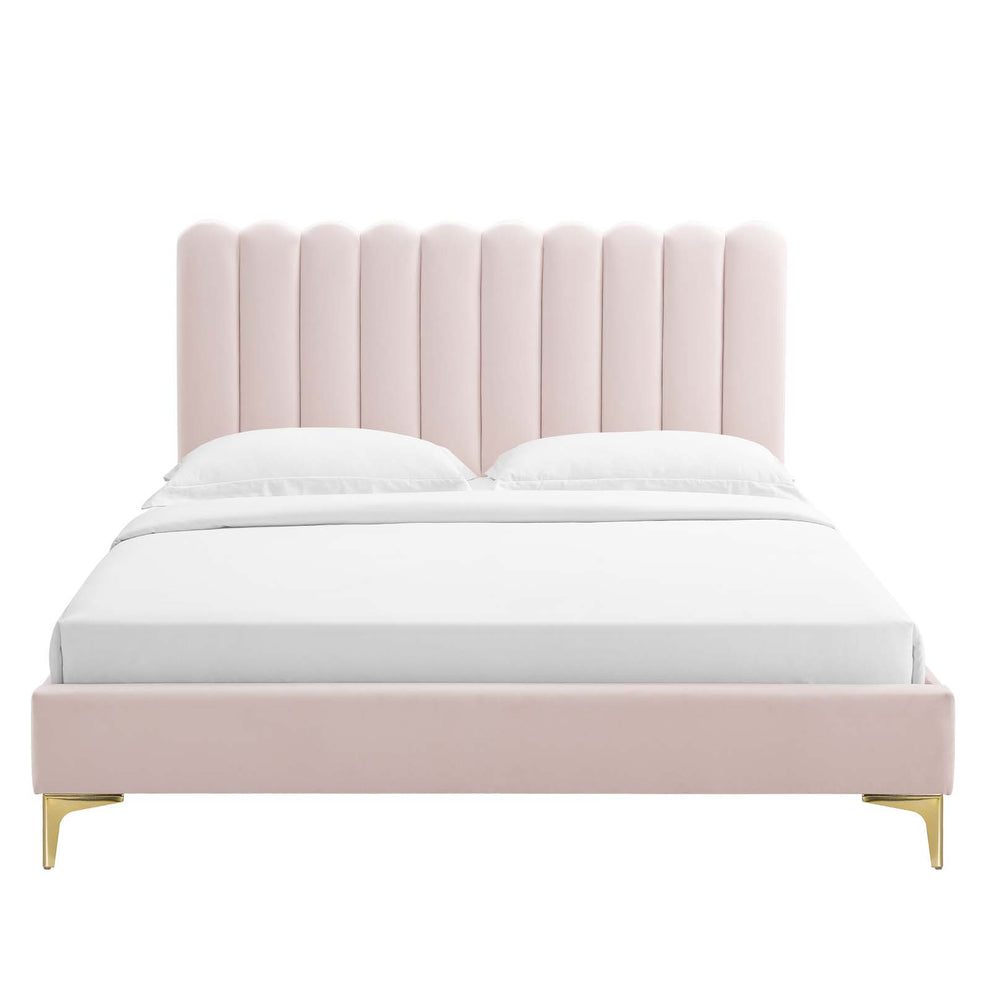 Reagan King Performance Velvet Platform Bed By Modway - MOD-7076 | Beds | Modishstore - 92