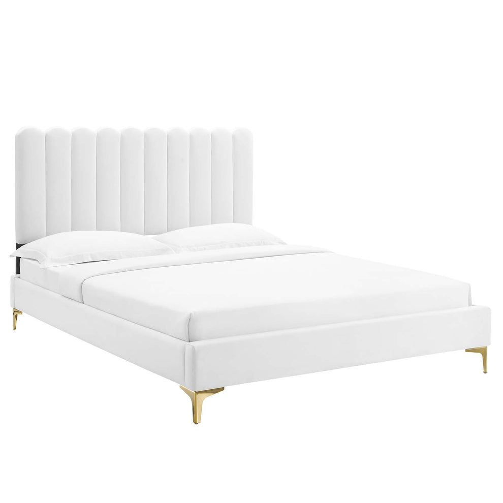 Reagan King Performance Velvet Platform Bed By Modway - MOD-7076 | Beds | Modishstore - 113